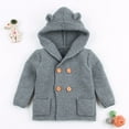 thumbnail image 2 of QUYUON Infant Baby Sweaters Cardigan Toddler Boys Girls Knitted Button up V-Neck Long Sleeve Hooded Jackets Outerwear Coats with Pockets Warm Thicken Hoodie Jacket Winter Sweater Gray 70, 2 of 7