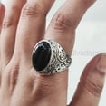 thumbnail image 6 of Black Onyx Mans Ring, Natural Black Onyx, December Birthstone, Silver Jewelry, 925 Silver Ring, Birthday Gift, Heavy Mens Ring, Arabic Design, Ottoman Style Ring, Christmas, Turkey Mens Signet Ring, 6 of 7