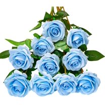 10pcs Fake Roses Artificial Silk Flowers Faux Rose Flower Long Stems Bouquet for Arrangement Wedding Centerpiece Party Home Kitchen Decor(Ivory-White Long Stem)