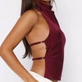 thumbnail image 5 of Miluxas Women's High Neck Halter Solid Top Sleeveless Backless Double Strap Cutout Tank Top for Party Club Wine, 5 of 7