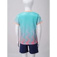 thumbnail image 3 of Sxiwei Kids Boys Soccer Jerseys Contrast Color Football Training Shirt Uniform with Shorts Sets Light Blue S, 3 of 6