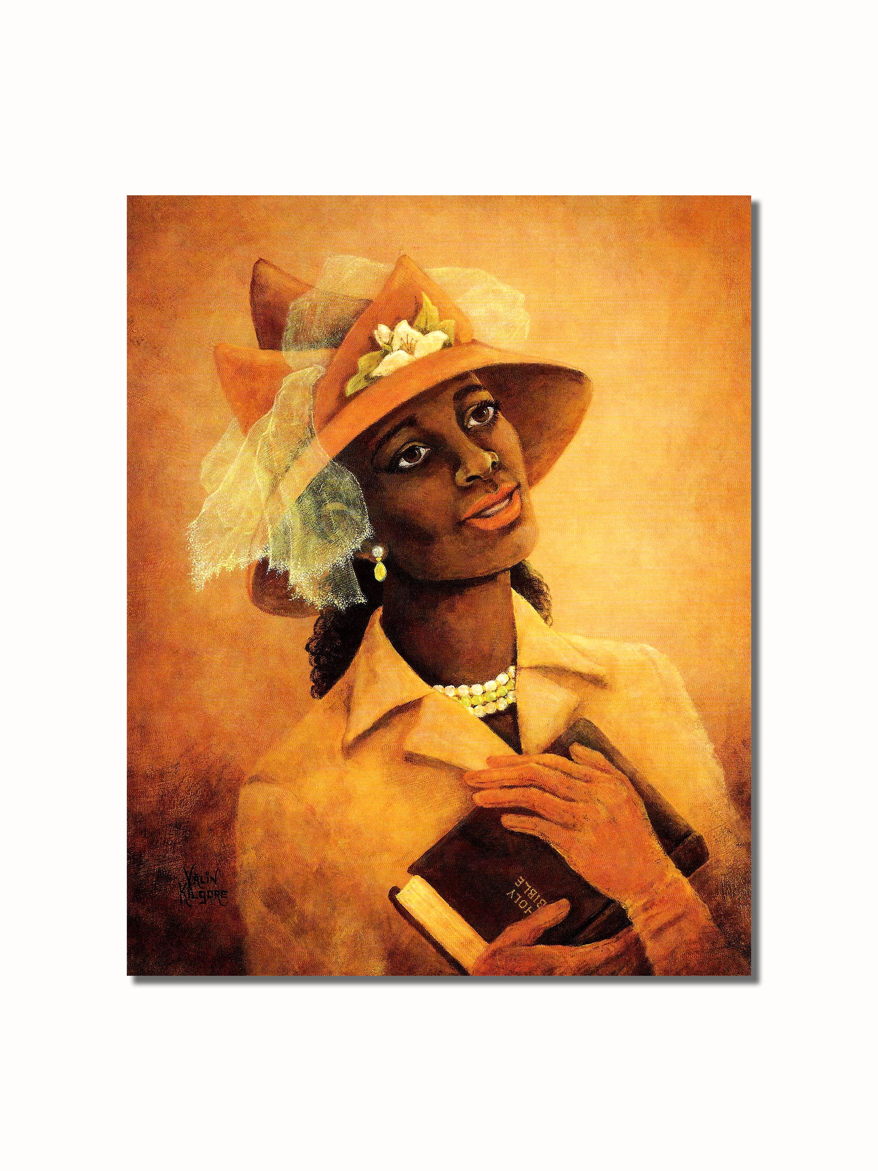 Black Woman Flower Hat Church Praying Bible #1 Wall Picture 8x10 Art Print 