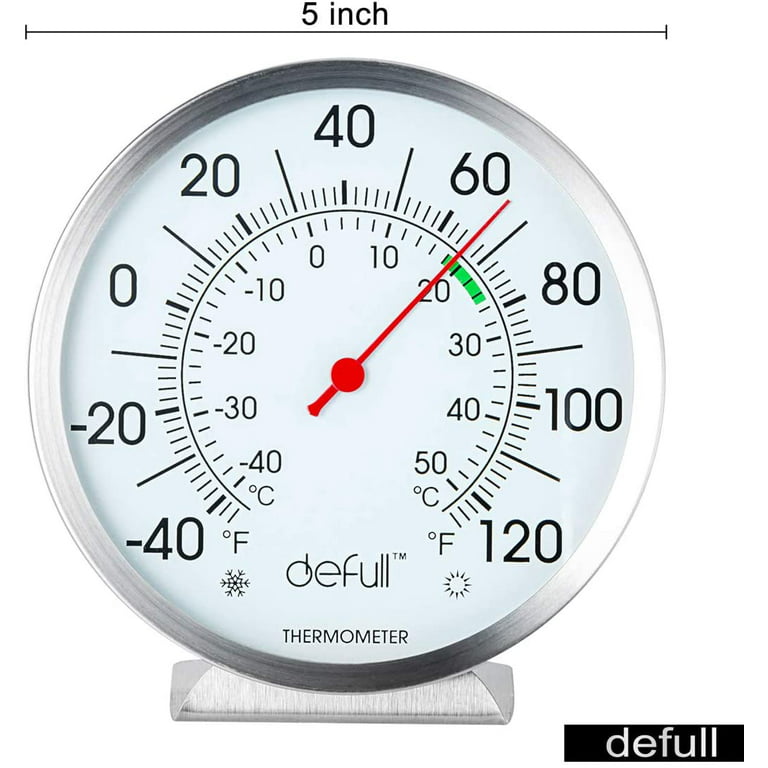 Indoor Outdoor Thermometer 5 inch Stainless Steel Wall Thermometer High  Precision Weather Dial Thermometer with Mounting Bracket for Patio, Pool,  Kitchen, Garden, Wall and Room Decorative 