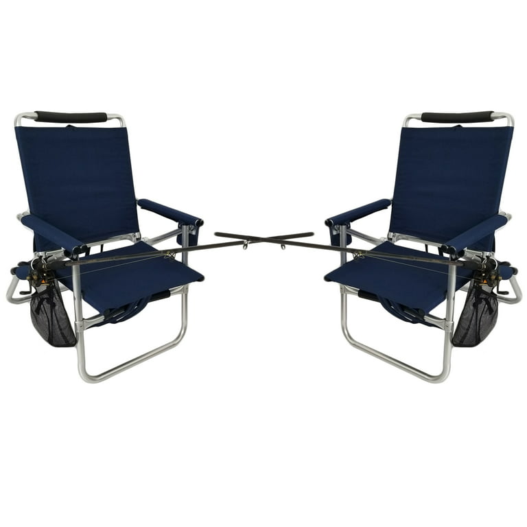 Oasis Backpack Fishing Chair - 2 Pack Portable Folding Ultra Light Chair  with Padded Carrying Straps & Padded Lumbar Support Bar- All Aluminum  Fishing