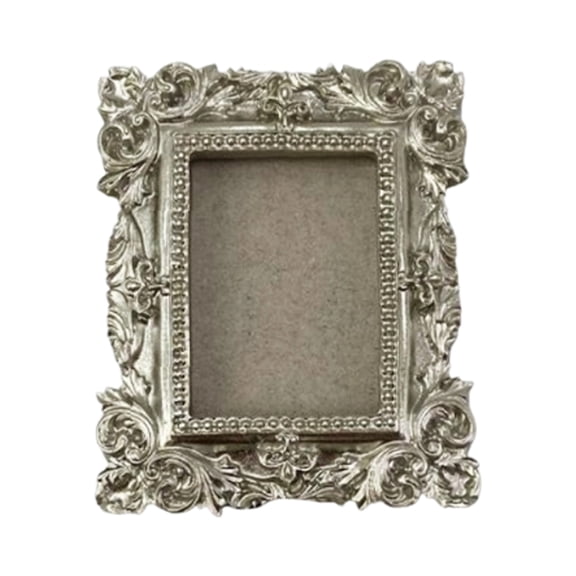 Silver Fridge Magnet Photo Frame, Floral Design Magnetic Picture Holder for Refrigerator, Decorative Display for Photos and Notes in Kitchen, Living Room, Bathroom, Reusable Home Decor Gift