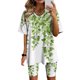 thumbnail image 4 of Blusas para las Mujeres Casual, Cuello en V de Manga Corta Impresa Superior Y Suelto Pantalones Cortos, Conjuntos de Moda de Verano, 4 of 4