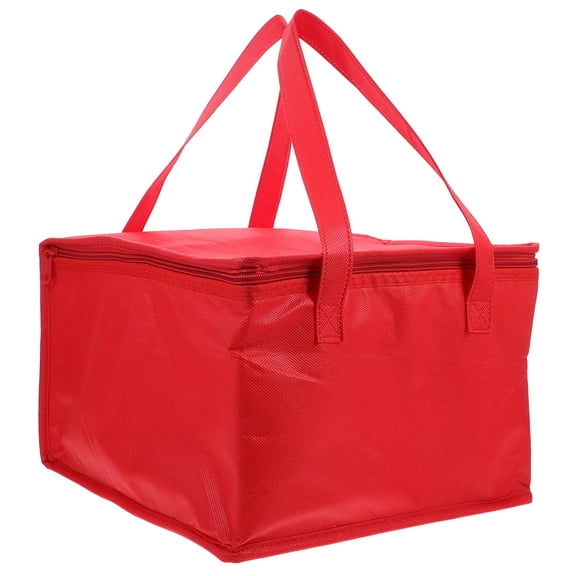 KALLORY Lunch Handbag Red Non Woven Fabric Portable 2Pcs 11.6X11.4X7.5in