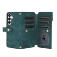 thumbnail image 4 of Dteck for Zipper Wallet Shoulder Strap Bag Samsung Galaxy S24 Case ,Magnetic Leather 9 Card Slots Case Shockproof Rubber Kickstand Full Body Protective Cover with Wrist Strap,Darkgreen, 4 of 7