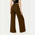 thumbnail image 4 of KIHOUT Women High Waisted Straight Leg Pants with Double Layer 4 Way Stretch Elastic Waistband Side Pockets Solid Color Casual Workwear Trousers, 4 of 5