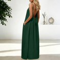 thumbnail image 5 of TAGOLD Womens Sleeveless Round-Neck Ankle Dress Solid Color Backless Strap Pocket Loungewear Summer, 5 of 5