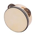 thumbnail image 1 of Pandereta pequeña de 4 pulgadas con aros de madera y jingles metálicos, ideal para fiestas y educación musical. Ligera y fácil de transportar., 1 of 6