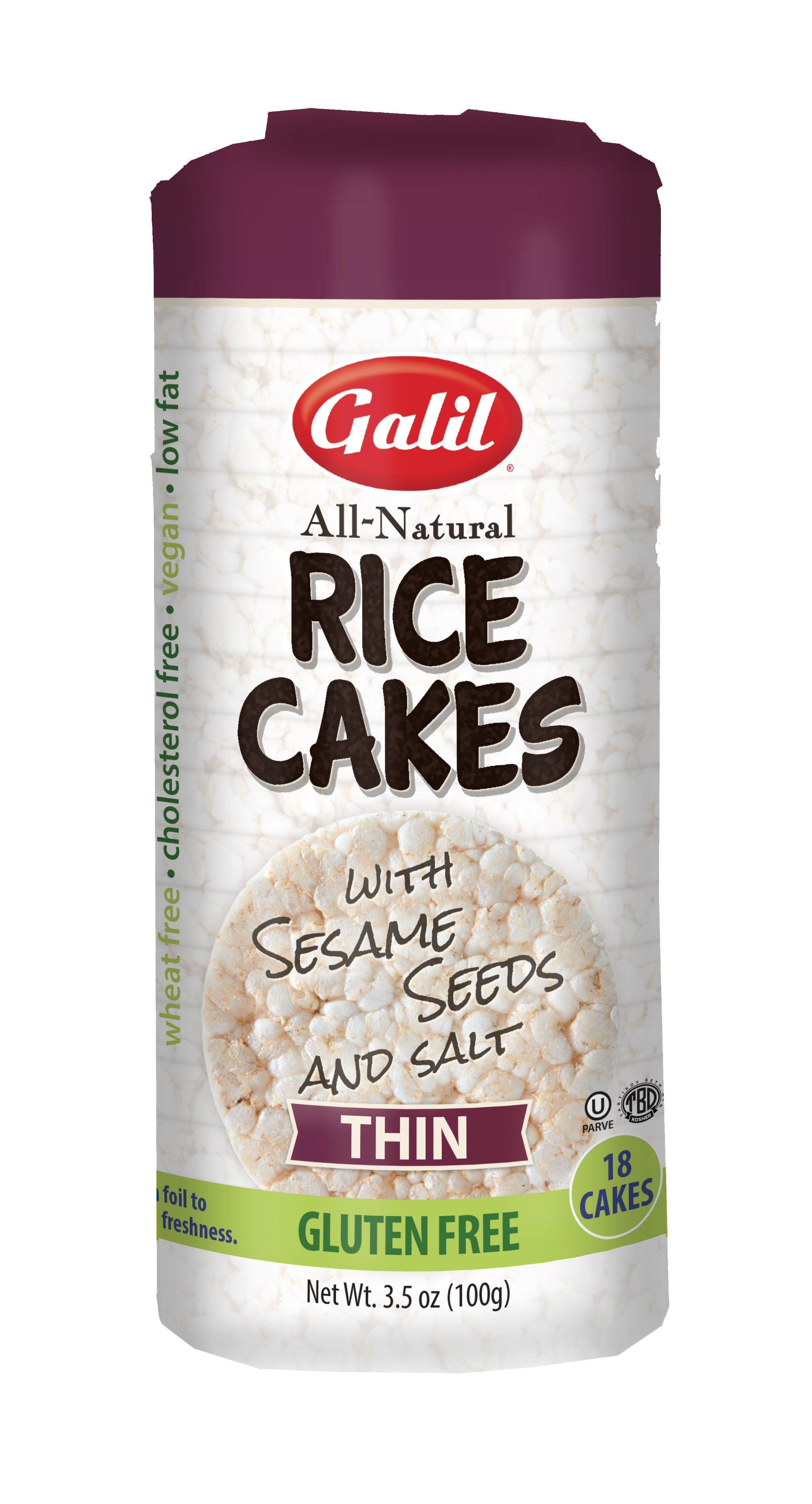 Galil Thin Rice Cakes W/Sesame & Salt Pack of 12