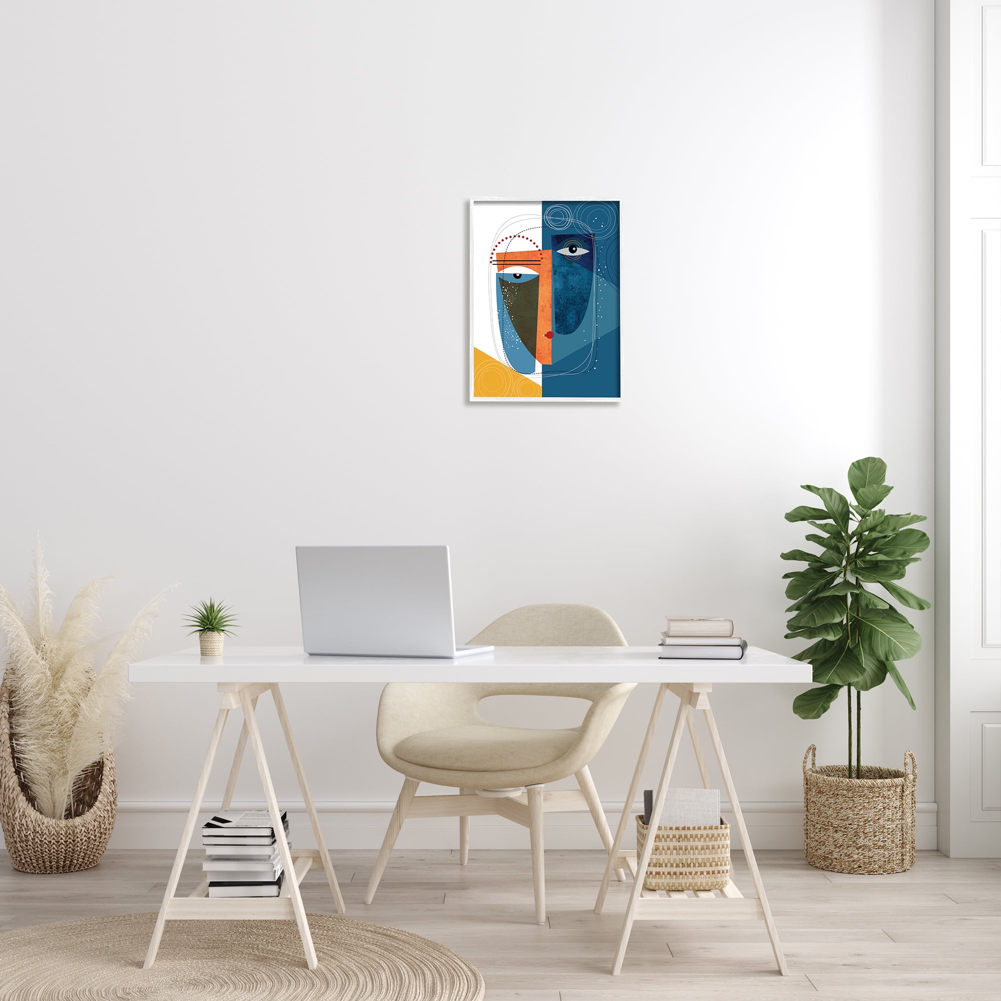 Stupell Industries Modern Facial Abstraction Contrasting Deco Eye Shapes, 16 x 20, Designed by Ishita Banerjee