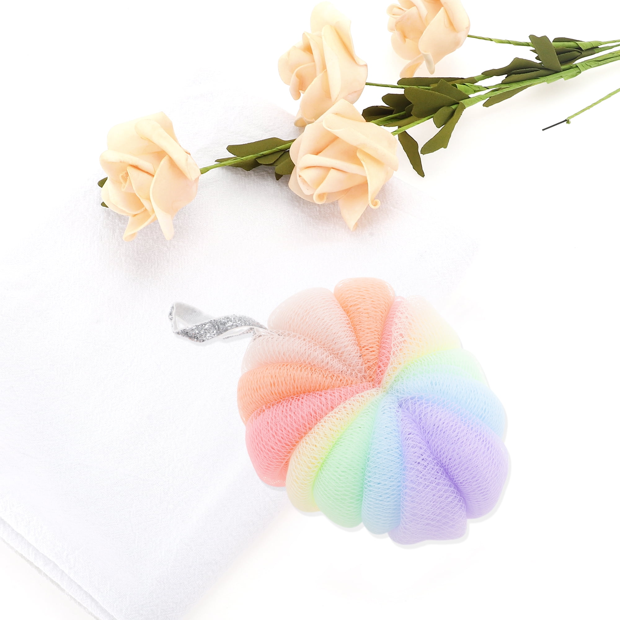 Unique Bargains 1pc Pumpkin-shaped Bath Shower Sponge Colorful 4.72"x 4.72"