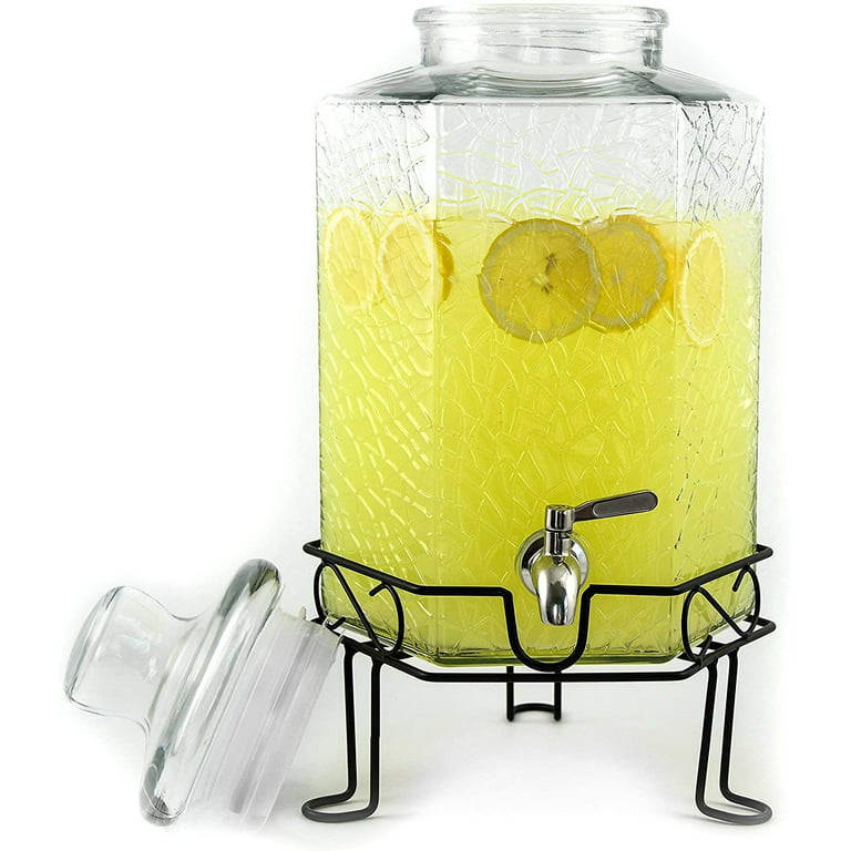 Style Setter Beverage Dispenser with Stand - 2.5 Gallon Large  Countertop Glass Drink Dispenser w/Spigot & Lid - Party Drink Dispenser for  Sweet Tea Lemonade Punch Water, Juice Dispensers for