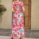 thumbnail image 5 of Vestido estampado de verano para mujer Vestido ajustado de manga corta con cuello en V Vestido de playa Vestido de sol Vestido midi fluido con volantes Fridja  qw7345, 5 of 8