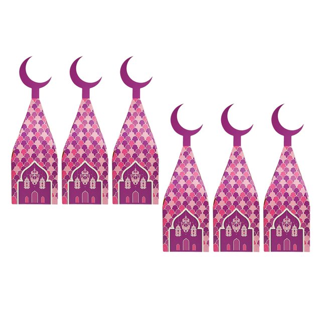 6 piezas Eid Ramadán caja de dulces ligero Ramadán bolsas de regalo caja de embalaje de regalos Púrpura