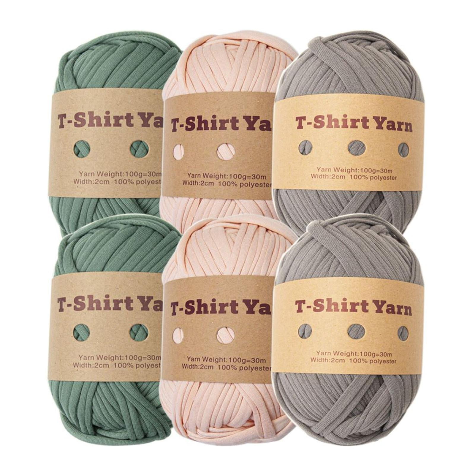 6x T Shirt Yarn Bag Making Supplies Easy to Wash Hand Knitting Knitting Yarn Weaving Thread Yarn for Baskets Pillow Rug Making Hats Sweaters Style C