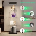 thumbnail image 5 of Tempered Glass Display Cabinet with Bluetooth LED Light Strip & Locking Casters - Multi-Use Storage for Living Room, Office, or Bedroom - Black, 5 of 9