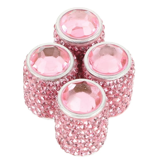 Hemoton  4 Pcs Rhinestone Tire Valve Caps Covers Woman Miss