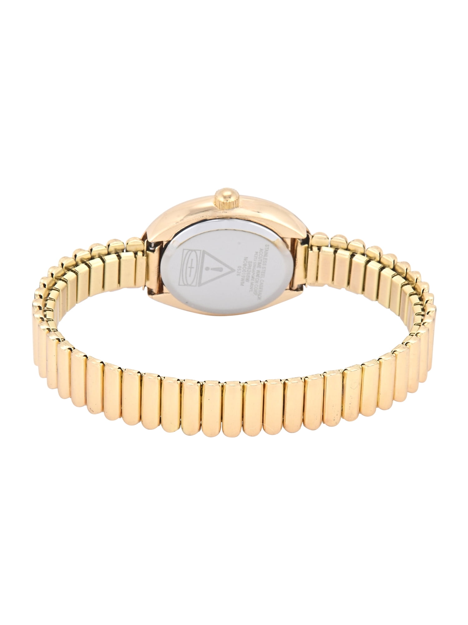 No Boundaries Adult Female Goldtone Petite Oval Case Watch with Gold Expansion Bracelet.