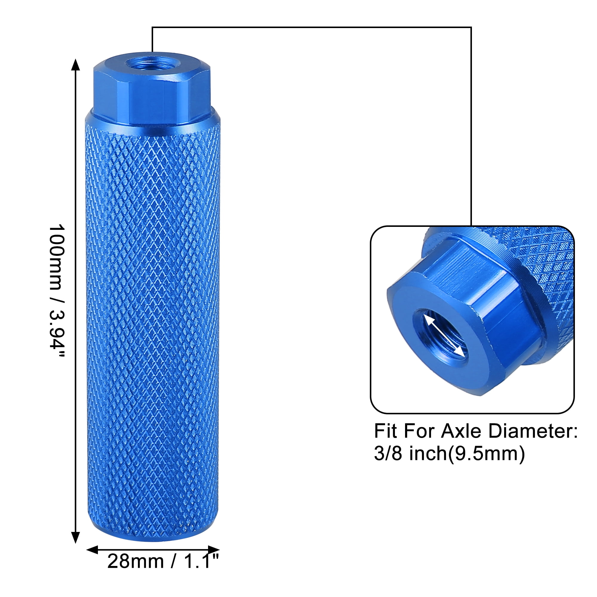Unique Bargains Pair Aluminum Alloy Rear Foot Pegs Universal Bike Fit 3/8 Inch Axles Blue