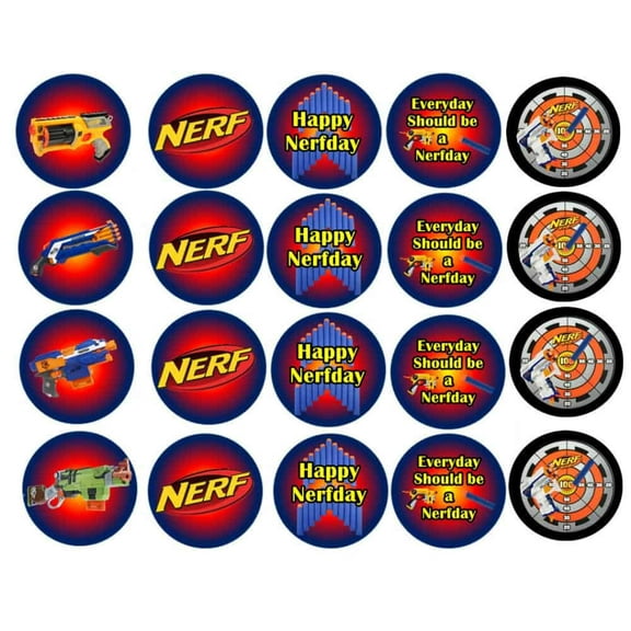 Happy Nerfday 20 Cupcake Images Edible Frosting Cake Topper ABPID22137