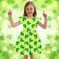 thumbnail image 2 of XAOFW Girl's Dresses St Patrick's Day Flutter Sleeve Crewneck Cartoon Print Elegant Mesh Dress With Smocked Waist Party Night Soft Versatile Sundress, 2 of 4