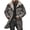 Grey, variant on Men Jacket Large Plush Lapel Long Sleeve Vintage Suede Jacket with Pockets Zipper Up Mid-length Motorcycle Coat