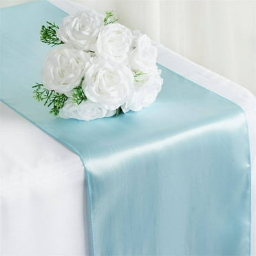 Efavormart Premium SATIN Table Top Runner For Weddings Birthday Party Fit Rectangle and Round Table 12" x 108"  Blue