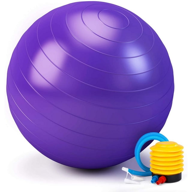 Exercise Ball 55-75CM Birthing Ball Stability Ball Included Quick Yoga Ball Pump Purple 2,000-Pound Capacity