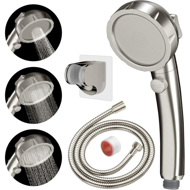 EAARSUO High Pressure Handheld Shower Head, RV Handheld Shower Head with Hose and On Off Switch, Detachable Shower Head with Self-Adjustable Holder (Brushed Nickel)