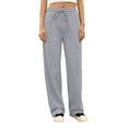 thumbnail image 5 of Lumtrix Women's Wide Leg Sweatpants High Waisted Baggy Drawstring Joggers Straight Leg Sweat Pants with Pockets Light Gray S, 5 of 6