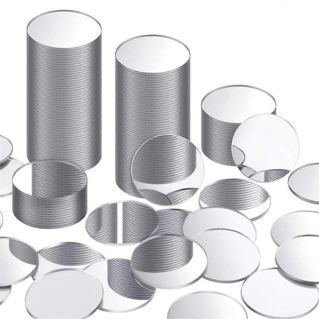 Mini Size Acrylic Round Mirror Adhesive Small Round Mirror Circles Craft Mirror Tiles for Crafts (100PCS, 2 Inch)