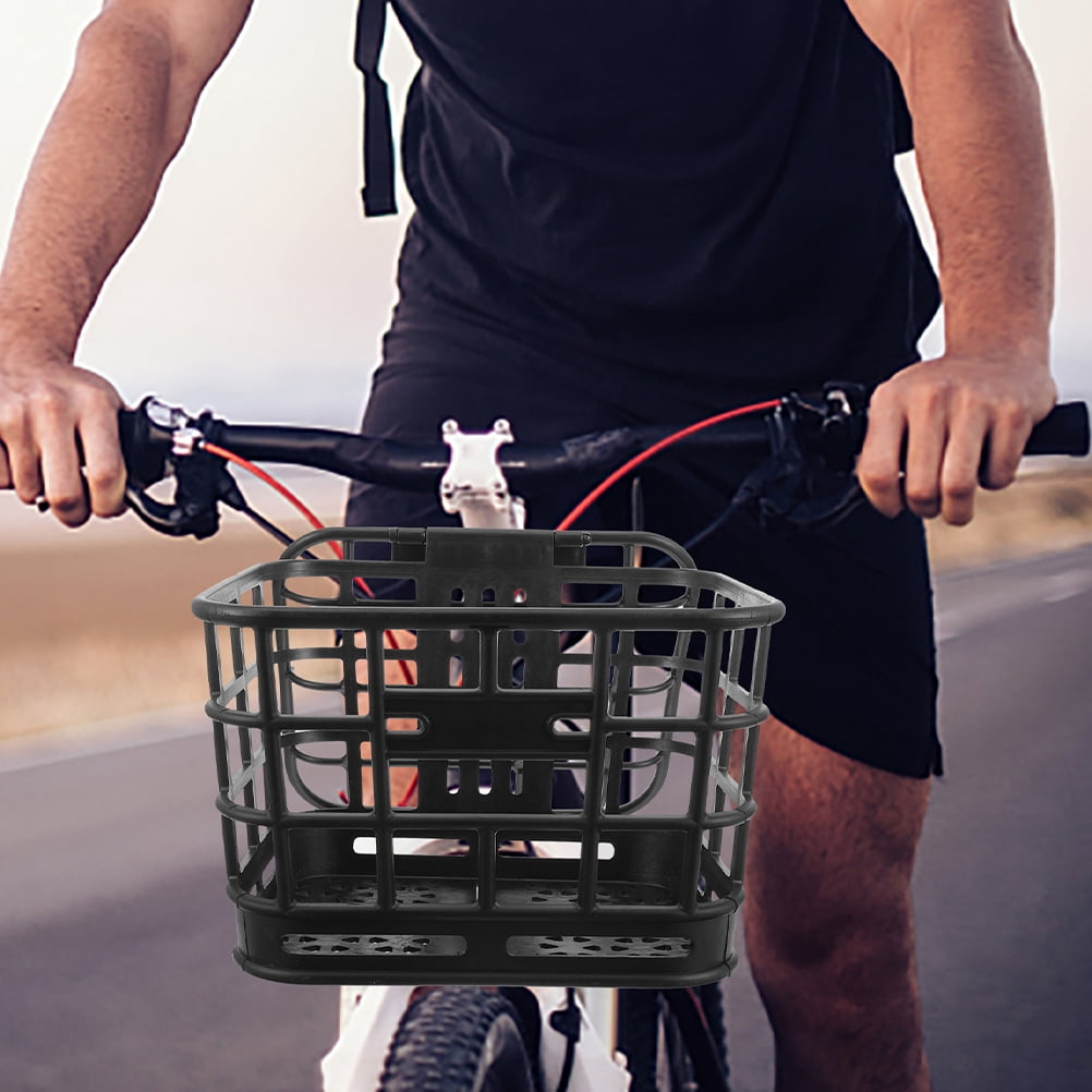 RENACLIPY 2Pcs Front Bike Basket Plastic Handlebar Storage Basket Black Sturdy