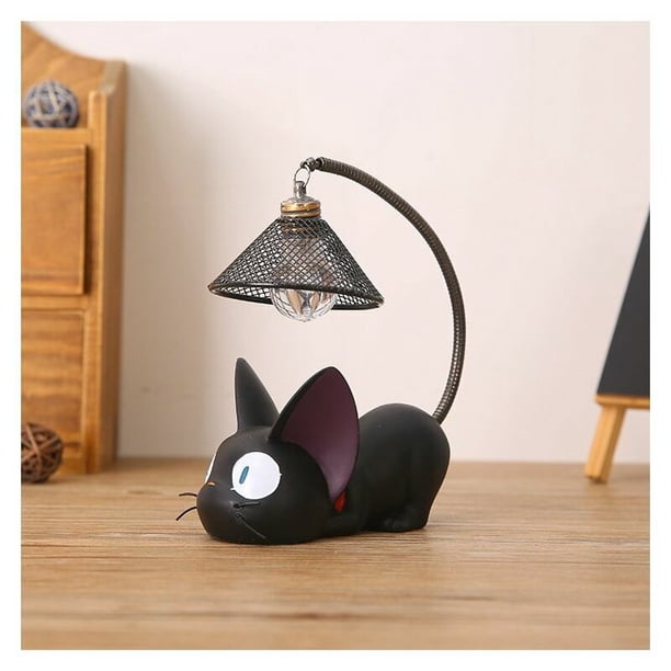 Lámpara de gato negro, lámpara de gato negro LED figura lámpara de gato, luz de noche de animal de gato de resina creativa, luz de noche de gato para niños pequeños, lámpara de cabecera de gato