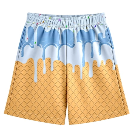 BloomJoy Toddler ce Cream Shorts Boy Girl 2-14T Summer Beach Preppy with Pockets Elastic Waist Ice Cream Baseball Shorts 2-3 Years Blue Summer Shorts