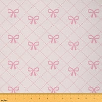 Castle Fairy Cute Bowknot Ribbon Fabric by the Yard 2 Yards, Girls Pink Checkered Fabric for Sewing, Princess Bow Tie Home Decor Fabric by the Yard, Super Cozy Room Decor
