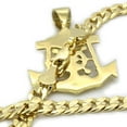 thumbnail image 4 of Mens 14k Gold Plated Brass Jesus Anchor Pendant 5mm 24" 14K Stamped Cuban Necklace Chain, 4 of 5