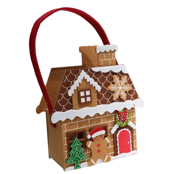 Bolsa de regalo de Navidad, bolsa de fieltro con forma de casa de jengibre, bolsa de galletas, bolsa de manzana, muñeca novedosa Estilo B