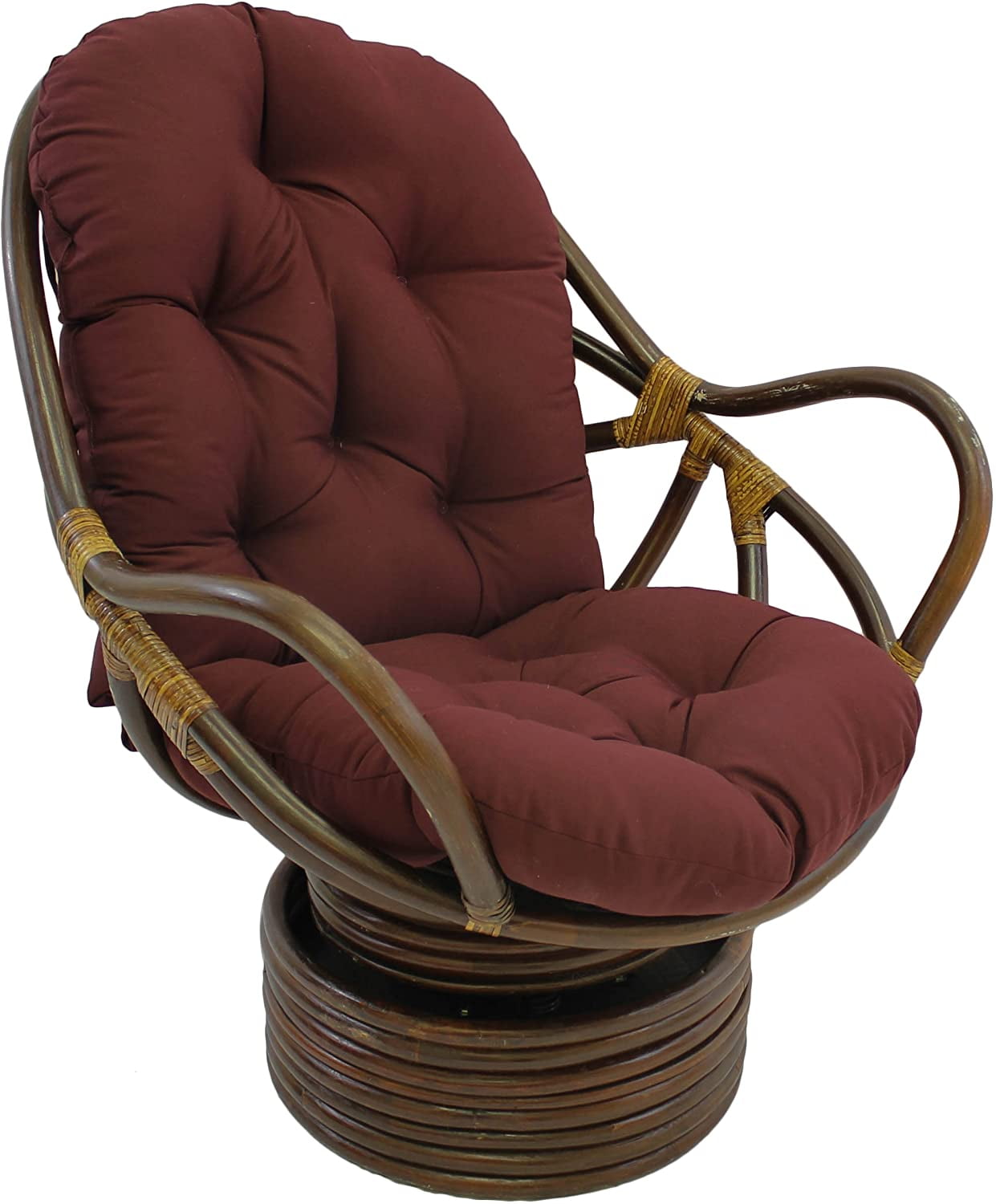 Blazing Needles Solid Twill Swivel Rocker Chair Cushion, 48" x 24