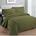thumbnail image 2 of Fancy Linen Collection Luxury Bedspread Coverlet Solid Olive Green Oversize King/California King, 2 of 3