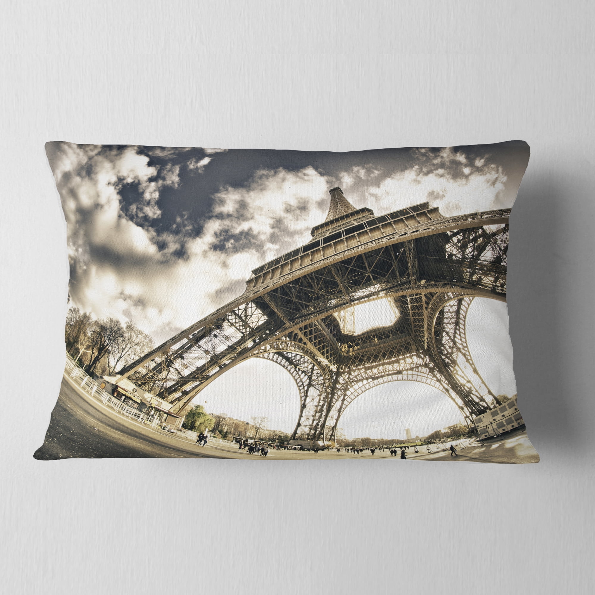 Designart Paris Eiffel Towerin Sunny Winter Morning - Throw Pillow - 12x20
