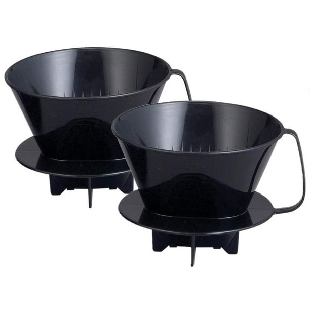 Fino Pour-Over Filtro de preparación de café Cono Número 4 Tamaño Negro Prepara 8 a 12 tazas Juego de 2