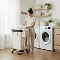 thumbnail image 5 of 160L Laundry Basket with Wheels, Large Rolling Hampers for Clothing Organizer, Dirty Clothes Basket for Hotel, Home, Closet, Dorm, Beige, 5 of 8