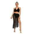 thumbnail image 2 of Women Summer Solid Color Skirt, Hollow Out High Waist Beachwear Skirt with Tassel Decoration, 2 of 4