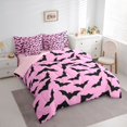 thumbnail image 2 of Manfei Gothic Bat Queen Bedding 7pcs, Spooky Animal Halloween Bedding Comforter Set Queen, Pink Black,Pink Reversible, 2 of 7