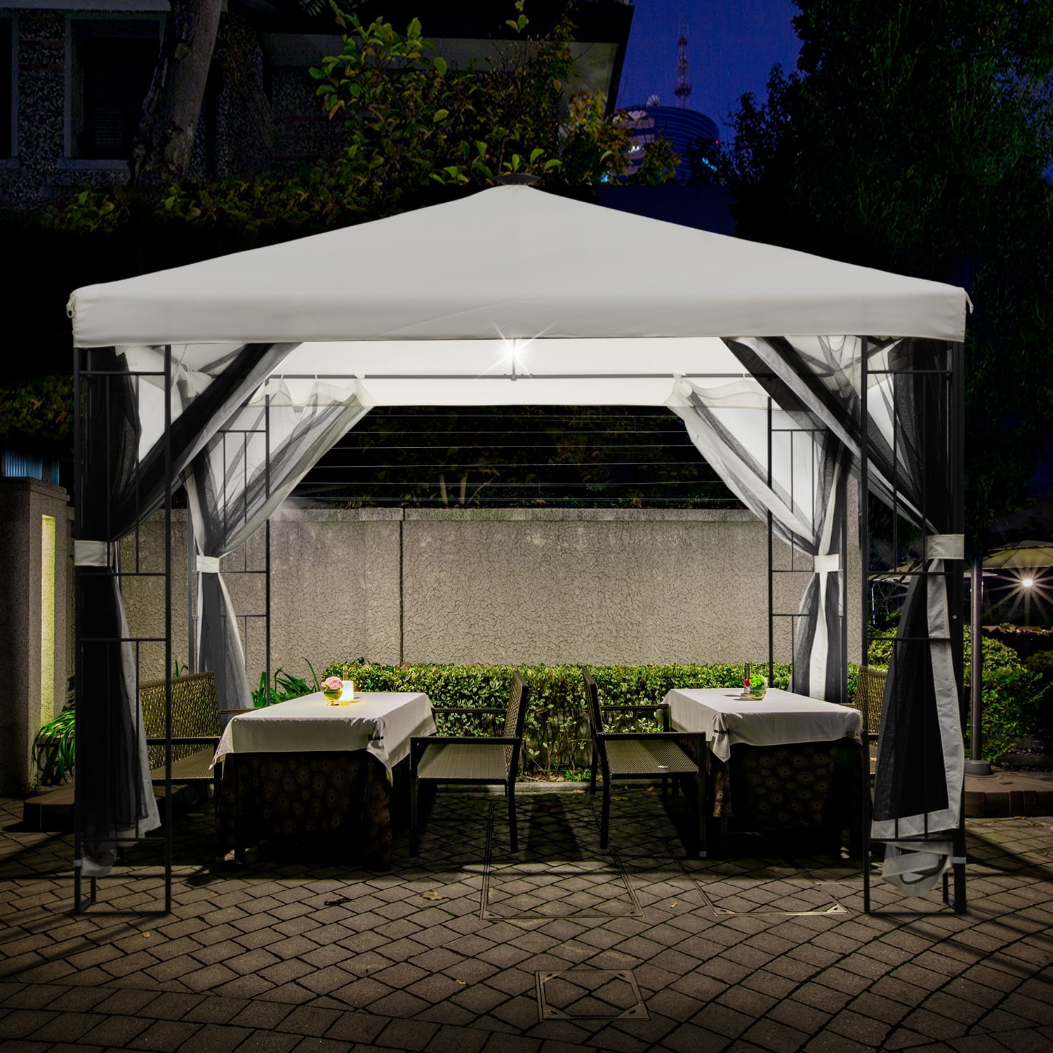 10'x10' Patio Gazebo Outdoor Canopy Pop Up Wedding Party Tent with Mosquito Net 