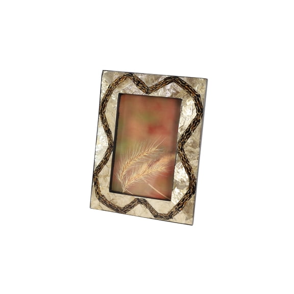 DecMode Rectangular Inlaid Vervain & Gold Capiz Shell Picture Frame, 6" x 8"