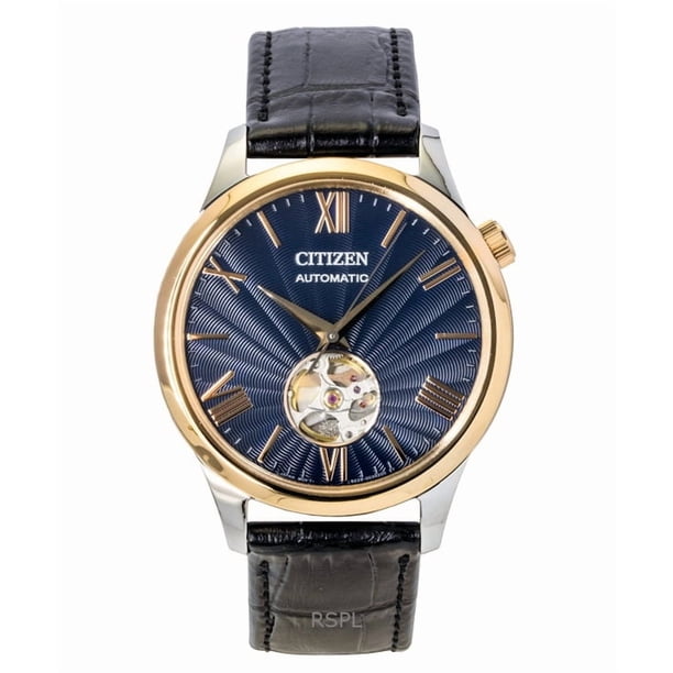 Citizen Reloj NH9136-02L Automático con Correa de Piel y Esfera Azul de Corazón Abierto para Hombre